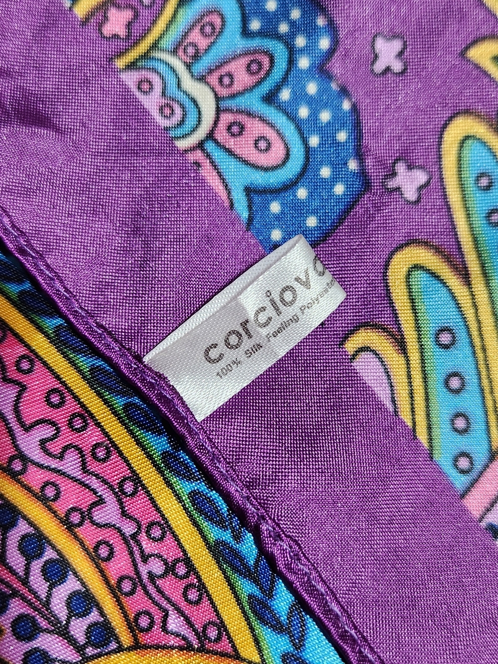 Silky Purple Paisley Scarf - Picture 6 of 10